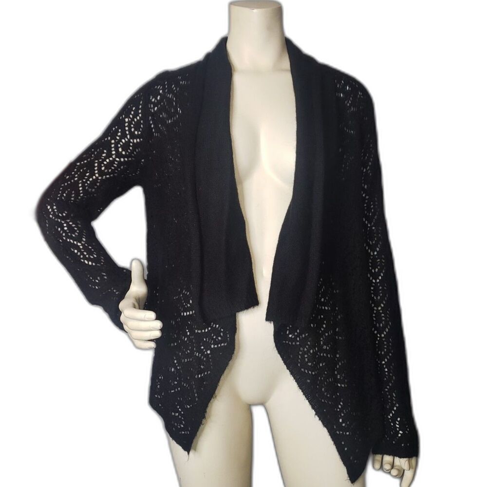 BANDOLINO Black Wool Blend Cardigan Knit Sweater Womens Size Large